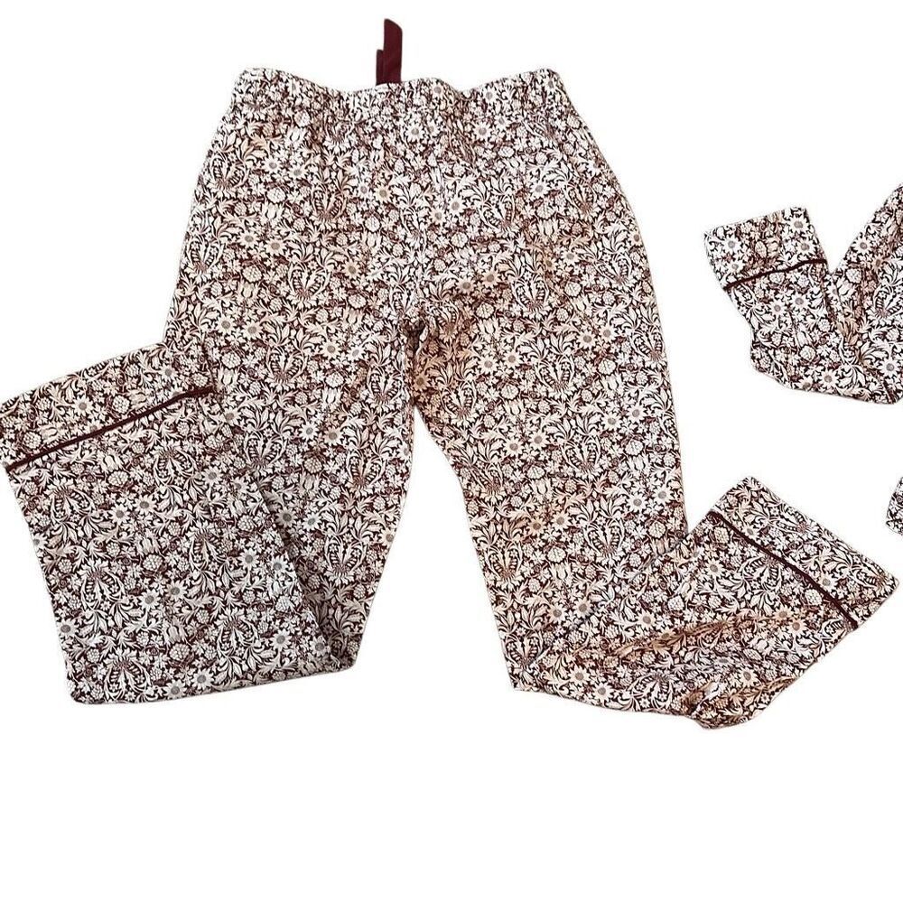 Printed Long Sleeve Pajama Set - Burgundy Floral - Picture 13 of 14